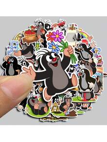 40pcs Cute Mole Cartoon Stickers, Reusable Paper Stickers Suitable For DIY Scrapbooking, Notebooks, Laptops And Computer Decoration - Multifunctional Craft Accessories Containing Funny Food, Animal And Activity Patterns, Fun Stickers, Ideal For Winter And New Year. - Multicolor - View 9