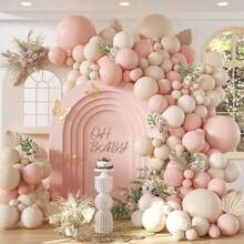 108 Stücke Pastellrosa & Grün Ballon Bogen Set mit goldenem Metall, weiße, salbeigrüne & rosa Ballons, geeignet für Boho Baby Shower, Geschlechtsoffenbarung, Jungen/Mädchen Geburtstags Party Dekoration