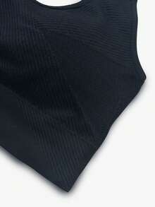 Sutiã Preto de Alta Elasticidade e Resistência com Alça de Letra para Mulheres Plus Size - Preto - Visão 6