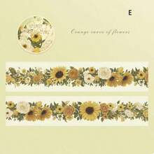 1pc Transparent PET Floral Decorative Tape, Floral Pattern Border Tape For Scrapbooking, Gardening Sticker DIY Tape, Suitable For Decorating Notebooks, Gifts, Christmas Presents