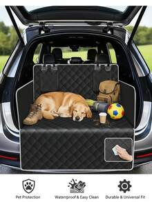 防水、防刮 SUV 货箱内衬 - 防尘防宠物毛发，易于清洁，涤纶材质，适合大多数车辆，全天候使用，全天候汽车垫 | 宠物垫 | 耐用的狗运输配件货箱内衬 - 黑與白 - 查看 11