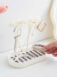 1pc/2pcs Jewellery Organiser, Desktop Double Earring And Necklace Display Stand, Hairband And Accessories Organiser With Drawer Tray, Jewellery Display Desktop Organiser For Earrings, Necklaces And Rings, Valentine's Day Gift, Gift Boxes For Girlfriends, Mothers, Women, Girlfriends, Valentine's Day Boxes, New Year's Boxes, Home Decorations