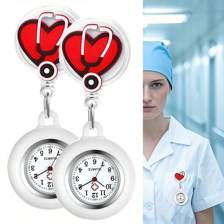 Reloj de enfermera con broche retráctil decorativo, regalo de agradecimiento para médicos con reloj de clip