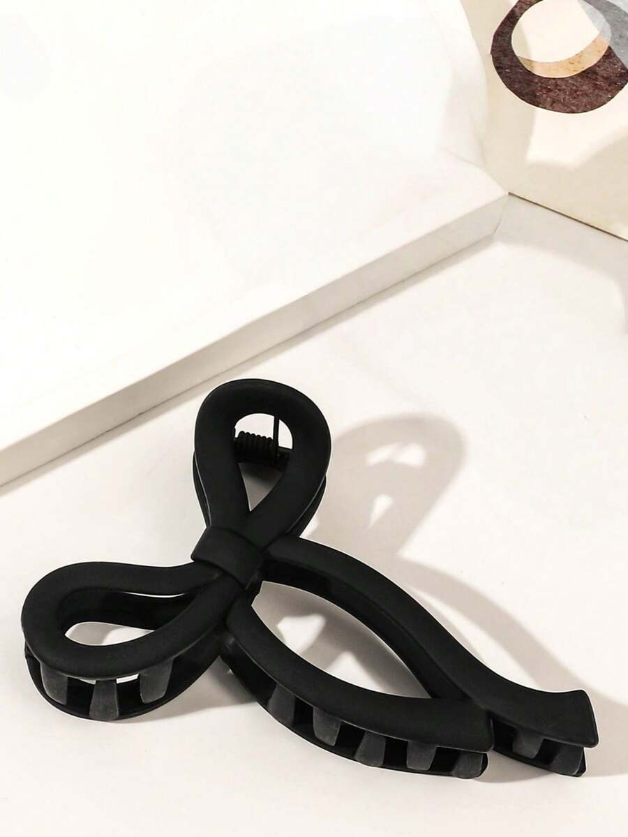 1pc Women's Solid Color Bow Hollow Out Hair Claw Clip, Elegant And Charming Style Suitable For Party, Prom, Daily Wear Winter Hair Accessories Elegant Hair Clutch