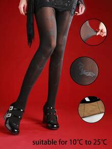 زوج جوارب حريرية شفافة طويلة للنساء 80 جرام، للربيع والخريف، باللون الأسود، جوارب سيكسي بحجم كبير، جوارب ساخنة وسميكة للخريف والشتاء، مناسبة لأزياء هالوين (مناسبة لدرجات حرارة 10-25 درجة مئوية)