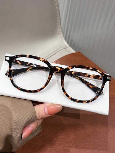 1 Pair Vintage Tortoiseshell Clear Glasses, Women's Everyday Fashion Glasses For Daily Reading And Commuting, Y2K Retro Basic Business Casual Gift
