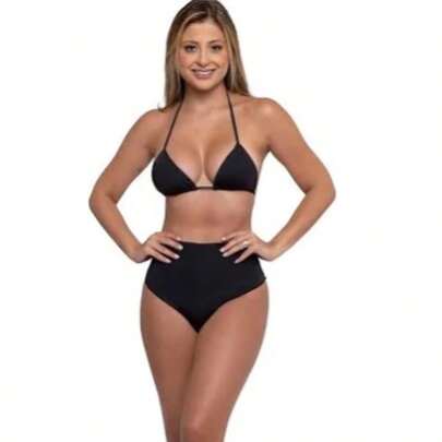 Biquíni Cortininha Cintura Alta Hot Pants Sem Bojo Feminino Lançamento Verão