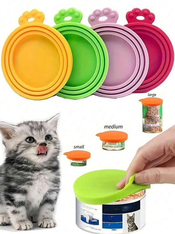 1pc/2pcs/3pcs/5pcs Cat And Dog Food Can Cover - 3-In-1 Silicone Sealing Lid To Keep Pet Food Fresh