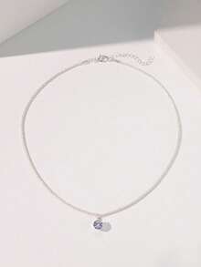 1pc Sparkling Zirconia Pendant Necklace, Women Jewelry Accessory (No Box)