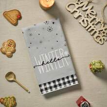 [Christmas Decoration] 2Pcs/4Pcs Black White Buffalo Plaid Snowman Xmas Trees Christmas Kitchen Towels Dish Towels, 16x24 Inch Daily Buffalo Plaid Winter Room Funky Home Decoration Hand Towels