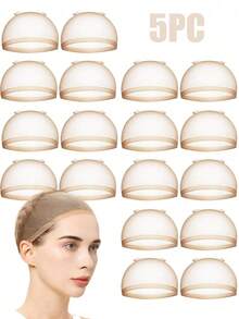 5pcs/10pcs/15pc/20PCS/30PCS/50pcs/80PCS/100pcWig Cap Inner Net - 100PCS Black Stretch Mesh Dome Wig Caps For Women, Lightweight Breathable Wig Liners For Braids, Weaving & Daily Wig Wearing - Beige - View 8
