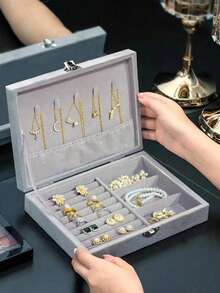 1 pièce Boîte à bijoux en velours verrouillable, boîte de rangement de bijoux de luxe verrouillable, boîte de rangement pour la salle de bain, boîte de rangement pour bijoux pour colliers, boucles d'oreilles, bracelets, bagues, style français élégant, boîte à bijoux anti-oxydation pour bracelet, boucle d'oreille, collier, boîte de rangement multi-compartiments multi-couches pour bague, bracelet, pendentif, cadeau de Noël, cadeau de la Saint-Valentin, cadeau de rentrée scolaire