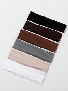1PC/6PCS Solid Color Basic Thin Sweat-Absorbing Non-Slip Women's Headband Suitable For Daily Life And Sports - Multicolor - View 4