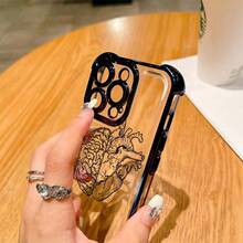 Una funda de teléfono diseñada con cerebro y corazón, elegante y simple, funda de protección creativa personalizada, a prueba de golpes y anti-caídas, resistente a la suciedad y duradera, adecuada para  17/17 Pro/17 Pro Max/17 Air/ 16/16 Pro/16 Pro Max/16 Plus/ 15/15 Pro Max/15 Pro/15 Plus/ 14/14 Pro/14 Plus/14 Pro Max/ 13/13 Pro/13 Pro Max/12/12 Pro/12 Pro Max/11/11 Pro/11 Pro Max/XR/X/XS/XS Max. Es el regalo de cumpleaños perfecto para novias, novios, esposos, esposas, amigos, o para uno mismo, innovador y a la moda, adecuado tanto para hombres como para mujeres, proporcionando una parte trasera transparente y suave para evitar caídas. - Transparente 1847 - Ver 5