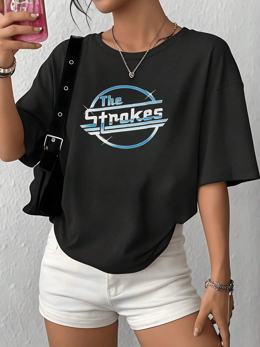 Band Graphic Women's Casual TShirt 220g Indie Rock 100% Cotton Tee 1Pcs Streetwear Graphic Print T Shirt - Black - View 1