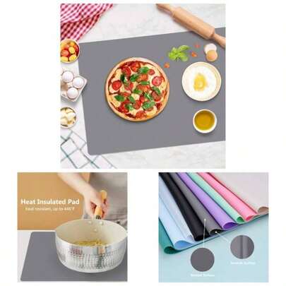 Silicone Mats Kitchen Counter, Large Silicone Countertop Protector 25 By 17 Nonskid Heat Resistant Desk Saver Pad, Multipurpose, Placemat, Black