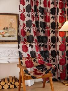 1pc Bedroom/Living Room Decorative Curtain, Sheer Voile Fabric With Cutout Vine & Leaf Pattern, 100% Polyester, Suitable For Living Room, Bedroom, Balcony And Kitchen - Coffee Color - Multicolor - View 7