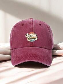 1pc God Is Good Graphic Print Classic Baseball Cap - Vintage Distressed, Lightweight, Adjustable, Solid Color, Unisex Casual Sports Hat - Perfect Dad Hat For Outdoor Activities