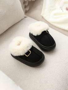 1 Pair Infant/Toddler Winter Shoes, Soft Sole Anti-Slip Baby Girl Prewalker Shoes, Princess Short Boots, Infant/Toddler Thermal Lined Boots - Black - View 3