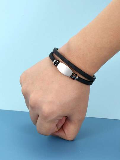 سوار رجالي عصري مزين بالجلد والفضي، متعدد الاستخدامات للارتداء اليومي، هدية مثالية