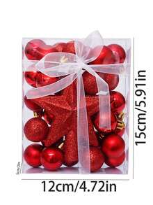 30pcs Christmas Ball, Tree Topper, Gift Box Set - Colorful Shatterproof Plastic Ornament Balls For Christmas Tree Decoration, Holiday Party And Wedding Decor