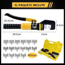 Pinza Crimpadora Hidráulica de 8 Toneladas, Herramienta de Ponchadora Hidráulico Y Cortador de Cable Con 8 Pares de Dado (4, 6, 10, 16, 25, 35, 50 Y 70 mm) para Electricistas Expertos - 8T - Ver 9