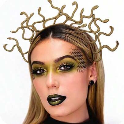 1 件美杜莎蛇头设计角色扮演头带，女士万圣节服装发饰，适合刘海和飞散，适合派对和家居