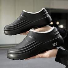 男女通用加厚保暖冬季工作鞋，防滑耐磨，鞋底厚实，鞋垫舒适，防滑外底，适用于厨房、医院、厨师、护理等工作场合，保暖舒适，男女通用医用鞋。 - 黑色 - 查看 7