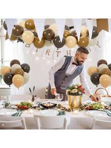 15/30/40/50pcs Brown Balloon Set - Dark Brown, Coffee, Beige And Neutral Balloons, Suitable For Boho, Safari, Cowboy Party, Baby Shower, Bridal Shower And Graduation Party Decor (Comes With 2 Ribbons) - Multicolor - View 5