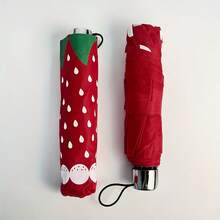 Manual Strawberry Transparent Umbrella Is Easy To Fold And Put Away, Strong And Durable, Can Be Used To Protect Against Rain And Rain, Outdoor Sun Protection And Rain Protection Tools, Suitable For Outdoor Sun Protection Tools, Outdoor Rain Protection Products, Outdoor Travel Supplies, Casual Travel Convenient Umbrella, Birthday Gift, New Year Gift