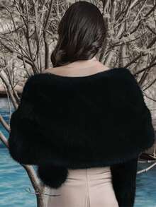 1 pieza Chal de piel de zorro de imitación para mujer, accesorio de moda de alta calidad para bodas, fiestas y eventos - Multicolor - Ver 14
