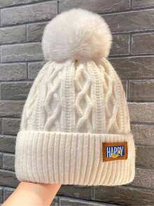 1 件男女通用秋冬保暖针织帽，时尚双面护耳帽，时尚字母刺绣提花设计 - 帽子 - 查看 8