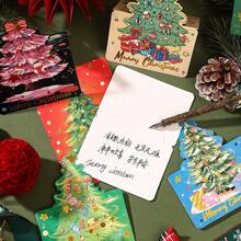 20张新款圣诞树烫金贺卡，适用于圣诞夜、浪漫情人节折叠贺卡、可折叠3D花朵/蛋糕贺卡、生日贺卡、情人节贺卡、感恩节贺卡、留言卡、花店烘焙礼品卡、圣诞装饰（款式随机）。
