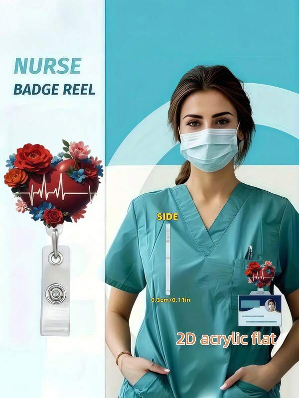 1pc Creative Electrocardiogram And Cardiac Anatomy Design Badge Scroll Telescopic Badge Clip -DIY Fashion Identity Small Object, Metal Clip, Easy To Hang Forensics, Is A Practical Small Object For Office Places, Exhibitions, Schools, Hospitals, Office Workers To Highlight Their Personalized Badge Reels Self-Assembly, Id Badge Holder Very Suitable For Doctors, Nurses And Teachers Office Staff Volunteer Fall Badge Reel