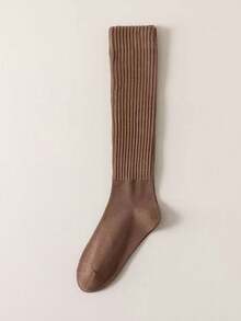 3 Pairs Autumn/Winter Thick Warm Vertical Striped Calf Socks, School Style Long Socks For Women (Random Assortment)