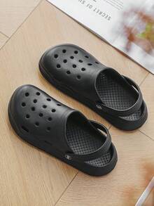 1 双男女款休闲透气一脚蹬凉鞋，轻便平底户外/室内拖鞋，适合情侣、海滩和海边 - 黑色 - 查看 7