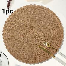 1入組天然編織餐墊波希米亞風格餐墊，適用於廚房桌子室內/戶外可水洗耐高溫餐墊，可擦拭餐桌墊，適用於野營，節日，婚禮，派對