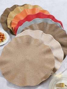 1 pieza/4 piezas/6 piezas/12 piezas Manteles individuales redondos tejidos con patrón de onda bohemio, de 15 pulgadas, de unicolor, para decoración de mesa de cocina, almohadillas antideslizantes para tazas, platos, cuencos, adecuadas para festivales, fiestas, cumpleaños, bodas, banquetes, decoración de mesa, decoración del hogar, decoración de dormitorio