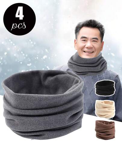 4件/2件/1件 多功能冬季柔软面料保暖防寒围巾 护颈罩 防风骑行围巾