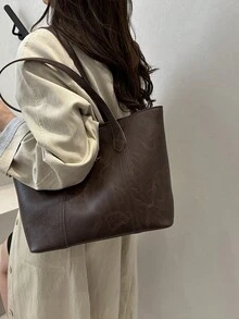 女士时尚百搭手提包，适合日常通勤 - 咖啡棕 - 查看 5