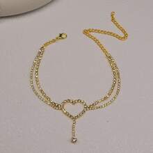 Modischer vielseitiger Perlenknöchelschmuck, sexy Kristall-Herz-Quastenknöchelschmuck