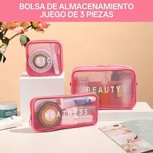 Bolsa de Tocador, 3PCS Bolsa Transparente Viaje Transpirable y Ligero, Bolsa de Maquillaje Portátiles de Gran Capacidad, Bolsa de Tocador de Viaje Multifuncionales con Cremallera Mujeres y Hombres - Rosa - Ver 9