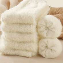 10 pares / 5 pares de calcetines súper suaves y mullidos para damas - Cómodos hasta el tobillo, de unicolor, cálidos y cómodos