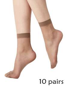 10/20pcs Solid Color Crew Socks, Casual Wear For Daily Life And Home,It Is The Perfect Gift For Christmas Or Valentine's Day - Beige - View 15