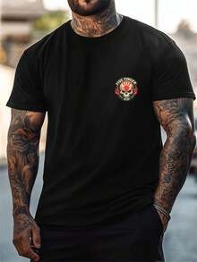 PLUS SIZE Five Finger Death Punch 5FDP Fashion Print T-Shirt , Men's 220g New Summer Sports Fashion Printed Pure Cotton Short-Sleeved T-Shirt(1 PC)