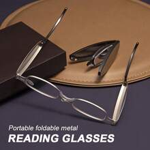 Portable Folding Reading Glasses With Blue Light Blocking Lenses - Durable Metal Frame, Lightweight And Compact Design, Includes Storage Case - Unisex, Suitable For Reading, Computer, Mobile Phone - Ideal Gift For Men And Women, Computer Glasses, Fashion Glasses, High-Quality Lenses, Vision Correction, Office Workers, Screen Time Protection, Fashion Frame, Sturdy Structure, Digital Device Users - Black - View 10