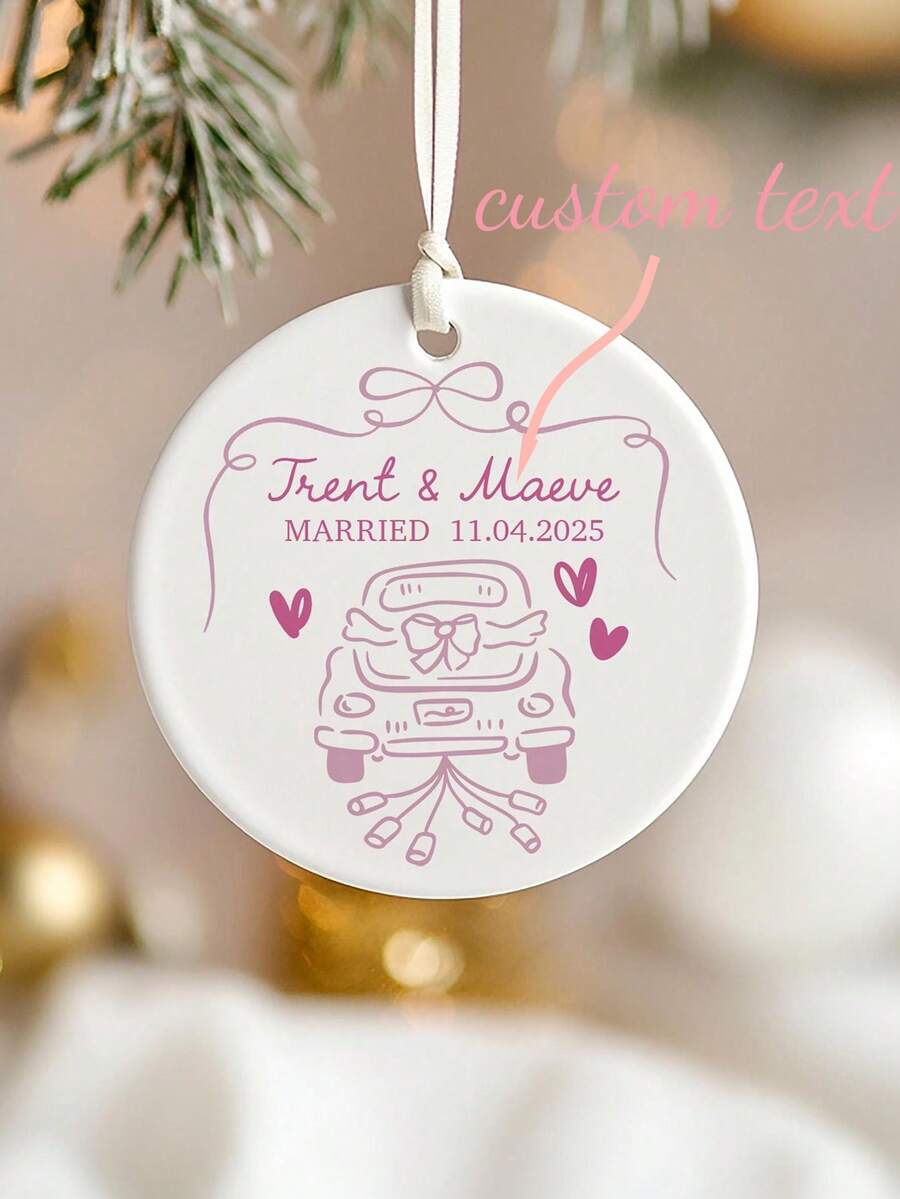 Groom's First Christmas Commemorative Pendant In The New Year, Wedding Car Pendant, Personalized Wedding Gift, 2025 Couple Pendant, Bride And Groom Custom Gift, Groom's First Christmas Commemorative Gift In The New Year - Multicolor - View 1