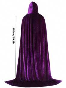 1 pieza Capa con capucha unisex de tela de terciopelo para fiestas y actuaciones, ideal para varios festivales, disfraces de Halloween, diablo, vampiro, vestirse, accesorios de disfraces de festival - Multicolor - Ver 3
