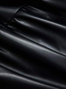 Elegant Women Long Sleeve Mini Dress, Knitted Fabric With Unique Faux Leather Bow Design, Fashion Outfit. Women's Dress With 2 In 1 Look