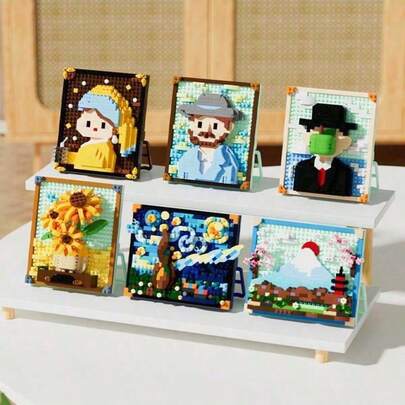300+Pcs Famous Paintings Adult Building Blocks, Home Desktop Decor, DIY Gifts For Relatives & Lovers, Holiday/Christmas/New Year Gifts, 3D Puzzle Blocks, Suitable For Valentine's Day, Birthday, Mother's Day, Teacher's Day